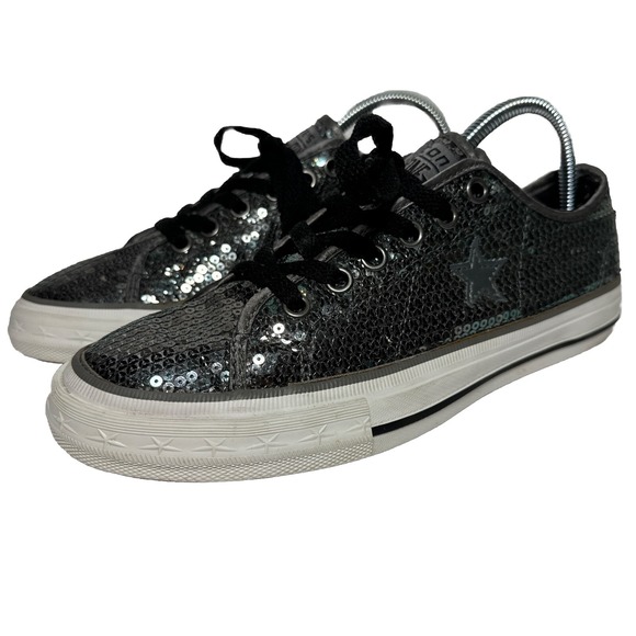 Converse One Star Sequins Chuck‎ Taylor Sneakers Gray Women's Size 6 Shoes - Picture 1 of 9